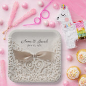 Assiettes En Carton Satin Bow On Lace pour Anniversaire (Fête)