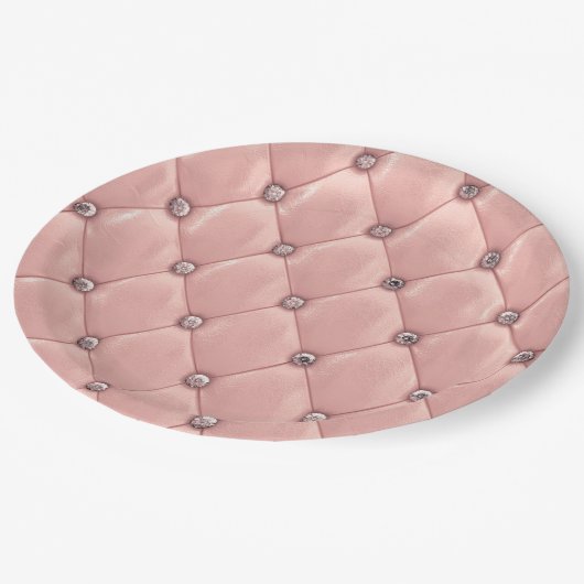 Assiettes En Carton Satin Rosé Brousset Tufté Élégant (Angle)