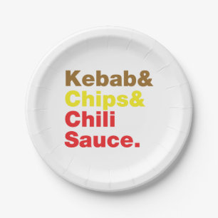 Assiettes En Carton Sauce Kebab & Chips & Chili.