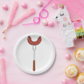 Assiettes En Carton Saucisse Sur Une Fourche (Fête)