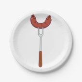 Assiettes En Carton Saucisse Sur Une Fourche (Devant)