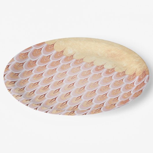 Assiettes En Carton Saumon brillant Parties scintillant rose Sirène éc (Angle)