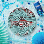 Assiettes En Carton Saumon Haida Art Spirit Pacific Northwest Native (Fête)