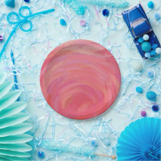 Assiettes En Carton Saumon Swirl (Fête)