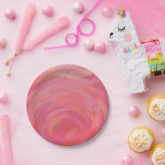 Assiettes En Carton Saumon Swirl (Fête)