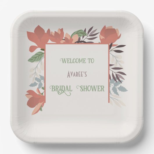 Assiettes En Carton Saumon vert foncé bleu et violet art populaire (Recto)