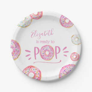 Assiettes En Carton Saupoudrage de bébé de Donut rose