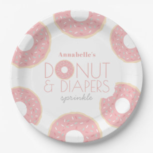 Assiettes En Carton Saupoudrer de Baby shower de Donut et de Diapeurs