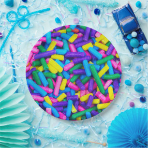 Assiettes En Carton Saupoudrer de bonbons multicolores