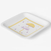 Assiettes En Carton Saupoudrer Douche Parapluie mignon | Jaune et pour (Angulaire)