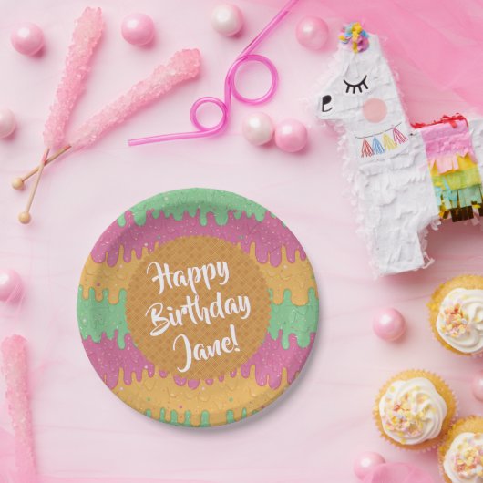 Assiettes En Carton Saupoudrer et Rainbow Sherbet Ice Cream Anniversai (Fête)