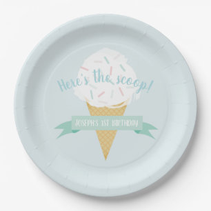 Assiettes En Carton Saupoudrer la crème glacée Voici l'anniversaire de