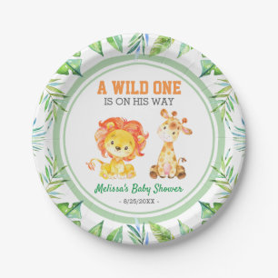 Assiettes En Carton Saupoudrer la douche de bébé Wild One Jungle Saf