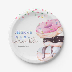 Assiettes En Carton Saupoudrer les beignets Baby shower bleu Aquarelle