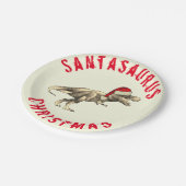 Assiettes En Carton Saurus père Noël Dinosaure de Noël Scandale T Rex  (Angle)