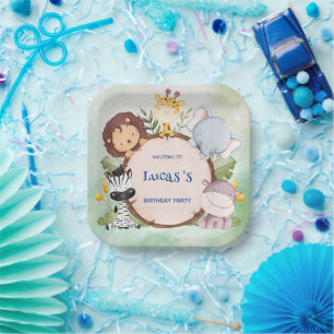 Assiettes En Carton sauvage un 1er anniversaire safari dans la jungle
