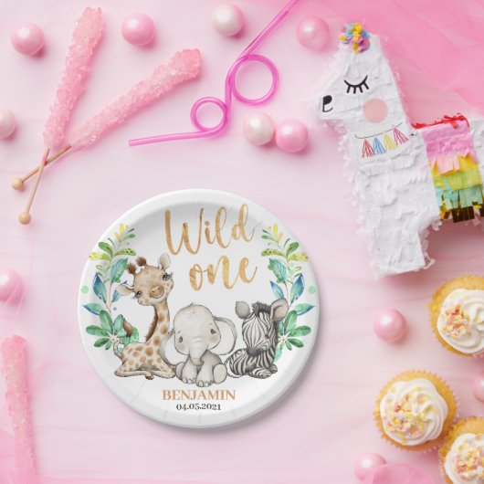 Assiettes En Carton Sauvage Une Jungle 1ère Plaque Papier Anniversaire (Fête)