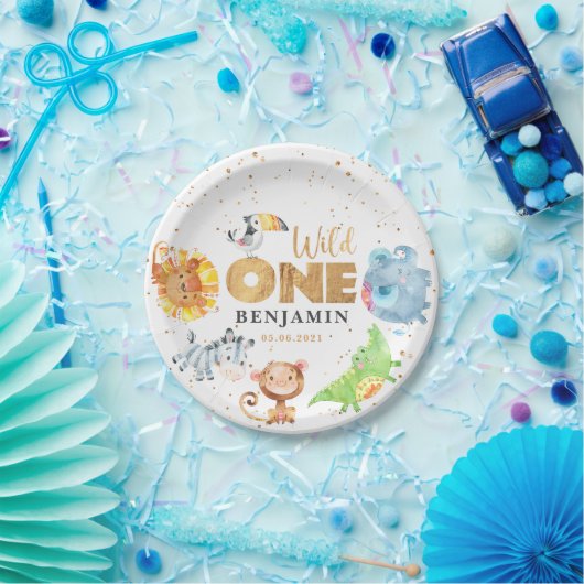 Assiettes En Carton Sauvage Une Jungle 1ère Plaque Papier Anniversaire (Fête)