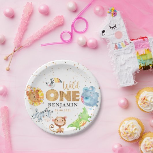 Assiettes En Carton Sauvage Une Jungle 1ère Plaque Papier Anniversaire (Fête)