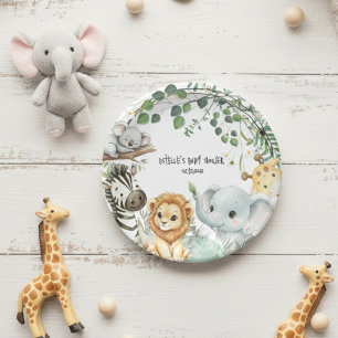 Assiettes En Carton Sauvageon Mignon Safari Animaux de la Jungle Baby 