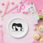 Assiettes En Carton Sauvez les éléphants (Fête)