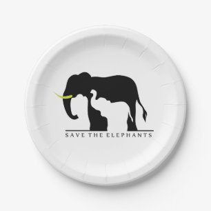 Assiettes En Carton Sauvez les éléphants