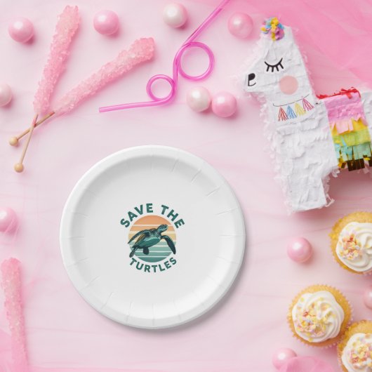 Assiettes En Carton Save The Turtles Animal Turtle Pet Lover (1) (Fête)