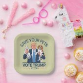 Assiettes En Carton Save Your Pets Vote for Trump US Election Citation (Fête)