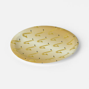 Assiettes En Carton Saxophone couleur or