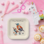 Assiettes En Carton Scandi Aviary Duet, personnalisé (Fête)