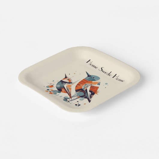 Assiettes En Carton Scandi Aviary Duet, personnalisé (Angulaire)