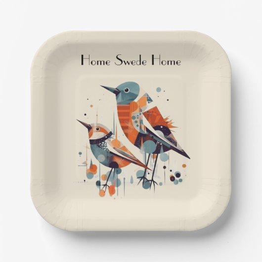 Assiettes En Carton Scandi Aviary Duet, personnalisé (Recto)