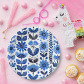 Assiettes En Carton Scandi bleu floral (Fête)