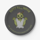 Assiettes En Carton Scanner Zombie Personnalisable Halloween Texte de  (Devant)