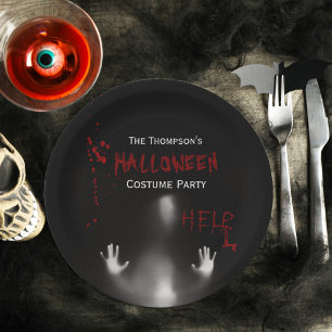 Assiettes En Carton Scare Bloody Halloween Costume Party Noir