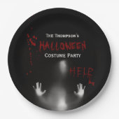 Assiettes En Carton Scare Bloody Halloween Costume Party Noir (Devant)