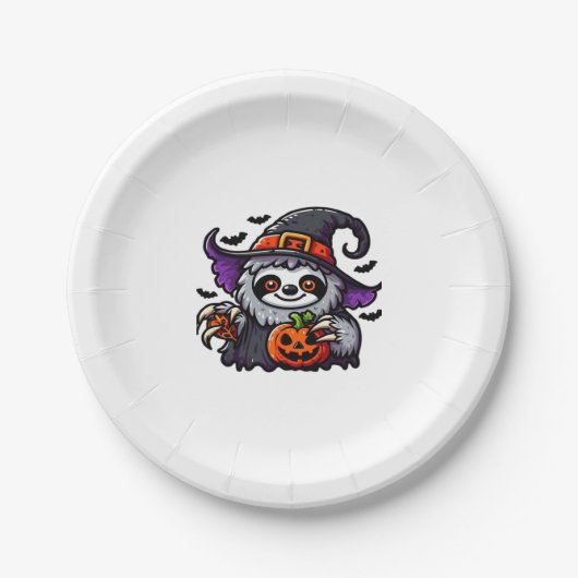 Assiettes En Carton Scary Halloween Sloth Witch Costume Casquette Mer (Devant)