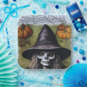 Assiettes En Carton Scary Skeleton Witch pour une fête d'Halloween Dép (Fête)