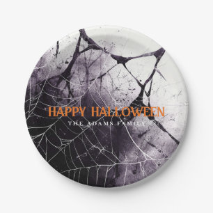 Assiettes En Carton Scary Spider Web Happy Halloween Nom personnalisé