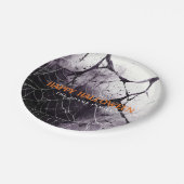 Assiettes En Carton Scary Spider Web Happy Halloween Nom personnalisé (Angle)
