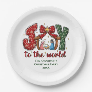 Assiettes En Carton Scène de crèche de joie personnalisée Noël Fêtes