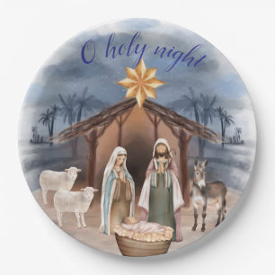 Assiettes En Carton Scène de la Nativité Crèche Église Fête de Noël