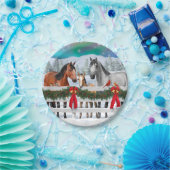 Assiettes En Carton Scène de Noël Baie Buckskin Dapple Chevaux gris (Fête)