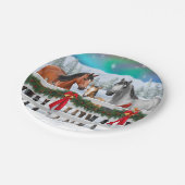 Assiettes En Carton Scène de Noël Baie Buckskin Dapple Chevaux gris (Angle)