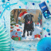 Assiettes En Carton Scène de Noël du Labrador noir (Fête)