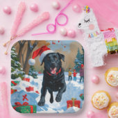 Assiettes En Carton Scène de Noël du Labrador noir (Fête)