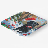 Assiettes En Carton Scène de Noël du Labrador noir (Angulaire)