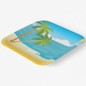 Assiettes En Carton Scène De Plage De Palm Tree (Angulaire)