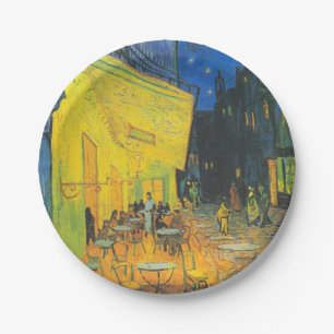 Assiettes En Carton Scène de rue française du café-terrasse de Van Gog