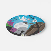 Assiettes En Carton Scène du monstre d'Halloween (Angle)